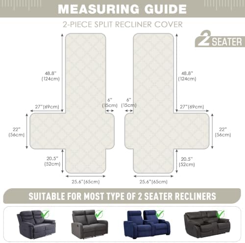 TAOCOCO Waterproof Loveseat Recliner Covers Non Slip - Image 2