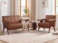 Faux Leather Love Seat and Accent Chair Set, Living Room Furniture by STHOUYN