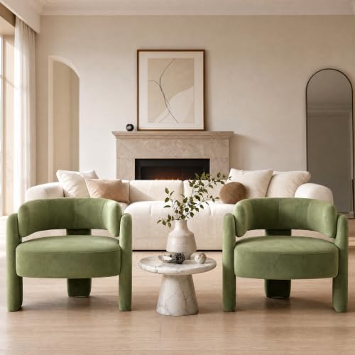 Velvet Barrel Accent Chairs Set of 2 - Image 7