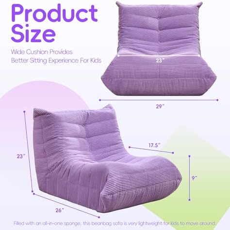 Hobestluk Medium Bean Bag Chairs Lounge Floor Chair BeanBag Couch Togo Sofa - Image 2