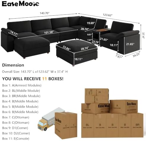 EASE MOOSE Sectional Modular Sofa, Oversized L Shape Sectional Couch - Image 2