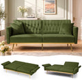 70” Velvet Futon Sofa Bed w/Adjustable Armrests, Olive Green by ACMEASE