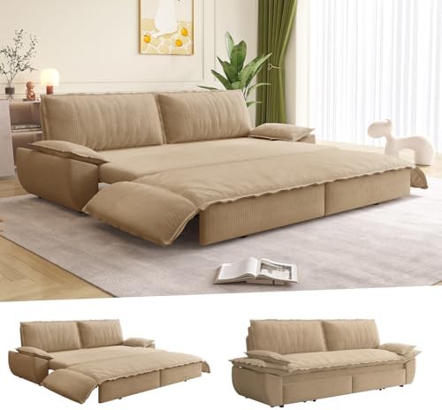 73.2" Futon Sofa Bed Queen Size, 3-in-1 Convertible Sleeper Sofa by Kolavess