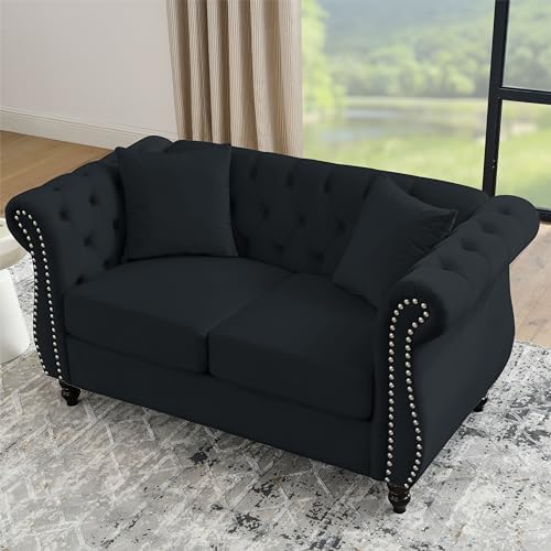 59" Chesterfield Loveseat Velvet Sofa - Image 6