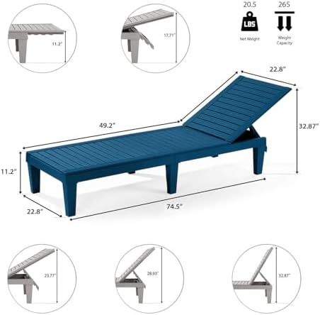Nestl Lounge Chair Outdoor, Tanning Chair, Chaise Lounge Outdoor Set of 6 - Image 3