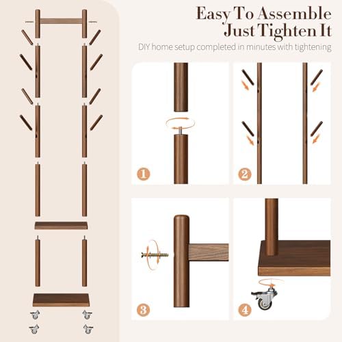Yoobure Solid Wood Coat Rack Freestanding - Image 6