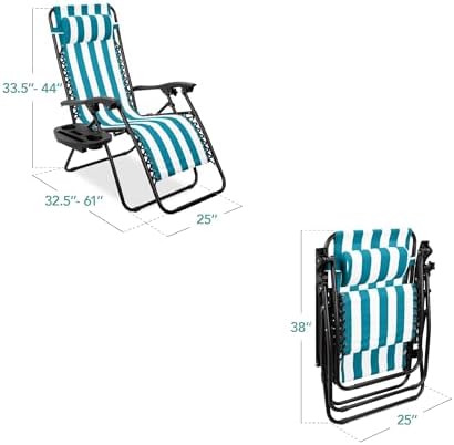 Best Choice Products Zero Gravity Chair Recliner, Peacock Striped - Image 3