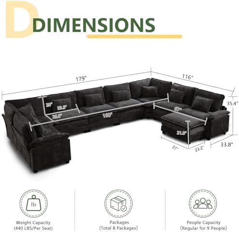 Oversized Modular Sectional Sofa Set, Convertible Deep Seat Cloud Couch - Image 2