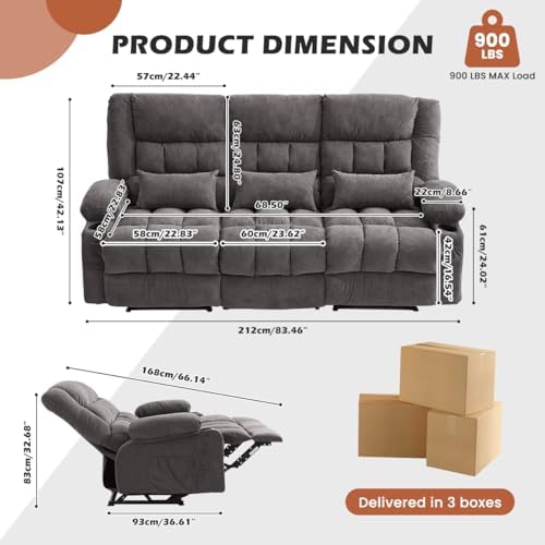 MAHOMICO Recliner Sofa with Cup Holders - Image 2