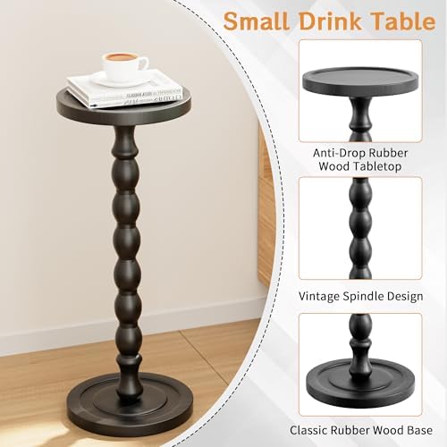 Small Round Side Table, Rubberwood‌ Drink Table - Image 5