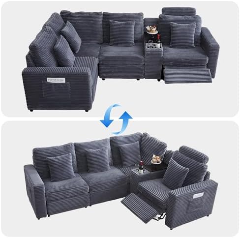 RARZOE Modular Sectional Couch Corner Seat Module, Corduroy Armless Corner Seat - Image 6