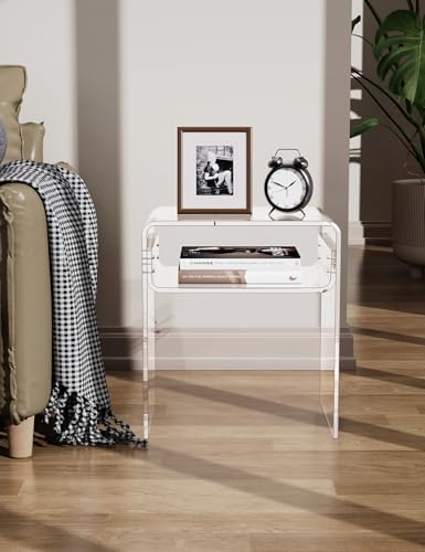 Clear Acrylic End Table 2-Tier Bedside nightstand - Image 6