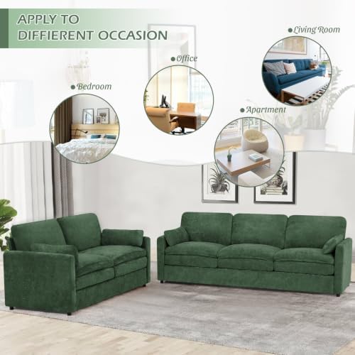 89” Chenille 3-Seater Sofa w/Two Arm Pillows - Image 7
