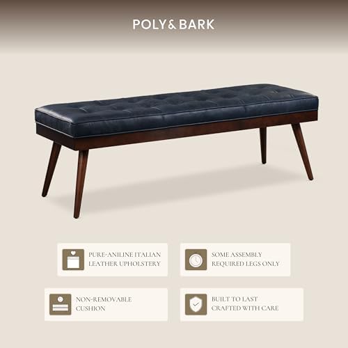 POLY & BARK 55" Tufted Leather Bed Bench - Image 6