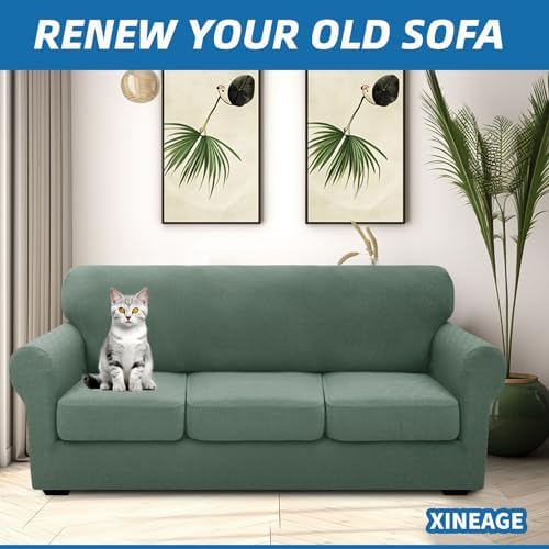XINEAGE 4-Piece Stretch Sofa Cover, Washable Couch Covers - Image 4