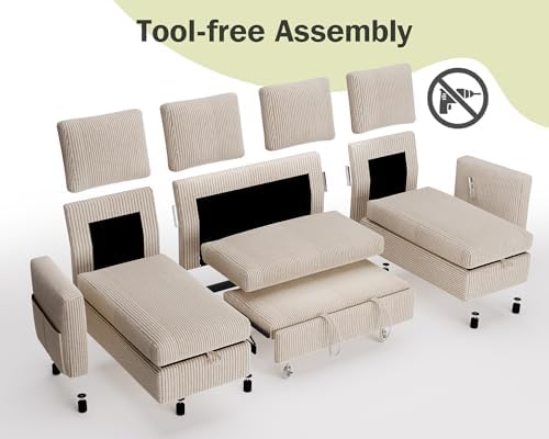 Vipbear 104" Sectional Sleeper Sofa Bed - Image 4
