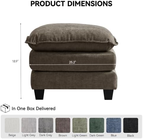 25'' Cloud Ottoman for Couch, Deep Seat Ottomans for Sofa, Modern Removable - Image 2