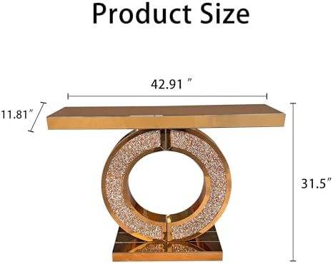 Brown Mirrored Console Table, 42.9" Rectangle Sofa Table - Image 2