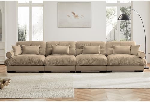 166" Modular Sectional Sofa, Velvet Upholstered Couches - Image 3
