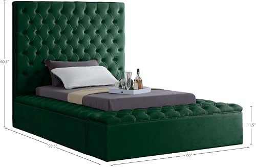 Meridian Furniture Bliss Collection Modern | Contemporary Velvet Upholstered Bed - Image 3