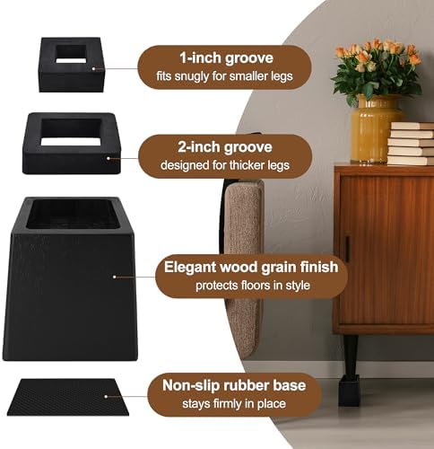Wooden Bed Risers 5 Inch Heavy Duty, Support 2500 lbs - Image 6