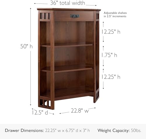 Leick Home Mission Corner Bookcase, Mission Oak - Image 3