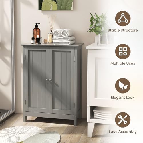 COSTWAY Bathroom Storage Cabinet, Freestanding Bathroom Organizers - Image 4