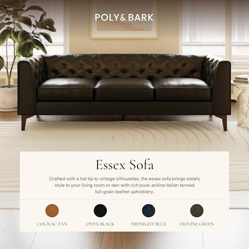 POLY & BARK Essex 89” Full-Grain Italian Leather Sofa – Tufted Back, - Image 4