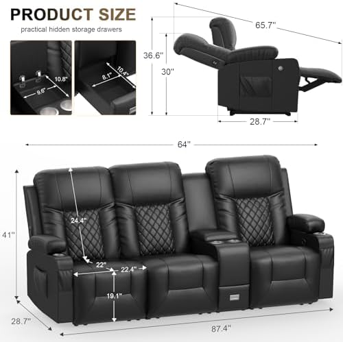YONISEE Loveseat Recliner Sofa, 3 Seat Reclining Sofa - Image 2