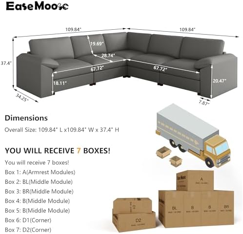 EASE MOOSE Modular Sectional Sofa, L Shaped Leather Sectional Couch - Image 2