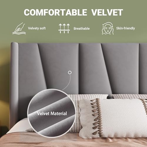 Allewie King Size Platform Velvet Bed Frame - Image 5