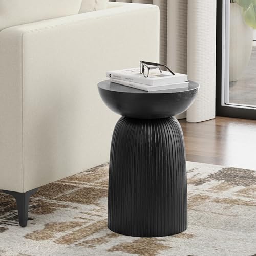 SIMPLIHOME Boyd 13" Wide Solid Wood Round End Table in Black - Image 2