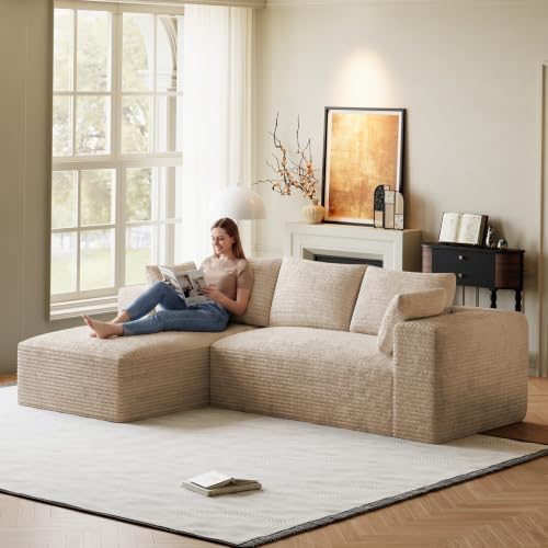 ONEMMLION 107" L-Shaped Cloud Boneless Couch Sofa - Image 6