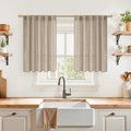 YoungsTex Burlap Linen Kitchen Curtains 36 Inch Window Over Sink 2 Panels by YoungsTex