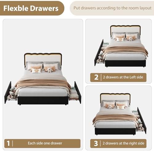 IDEALHOUSE Full LED Bed, 2 Drawer Trundle - Image 5