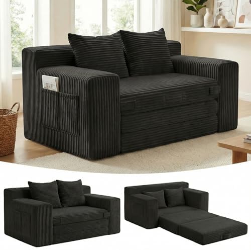 Boneless Couch, Boneless Loveseat Sleeper Sofa Bed – 3-in-1 Convertible Couch by Winzoo
