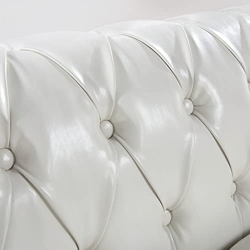 LEVNARY Chesterfield Sofa, Classic Tufted Upholstered Leather Couch, Modern 3 - Image 5