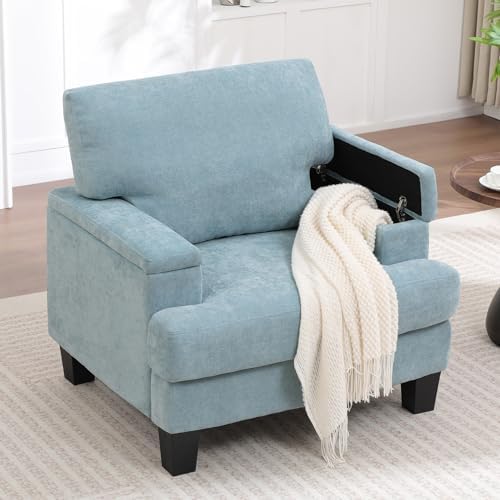 Modern Accent Chairs with Storage Armrest, Upholstered Reading Living Room - Image 5