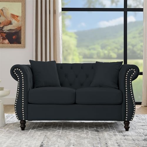 59" Chesterfield Loveseat Velvet Sofa by Kolavess