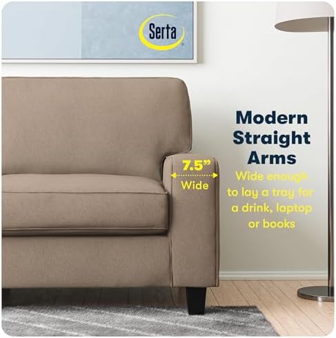 Serta Palisades 61" Track Arm Sofa, Easy Care Polyester, Soft Pillow Back - Image 6