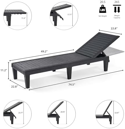 Nestl Lounge Chair Outdoor, Tanning Chair, Chaise Lounge Outdoor Set of 4 - Image 3