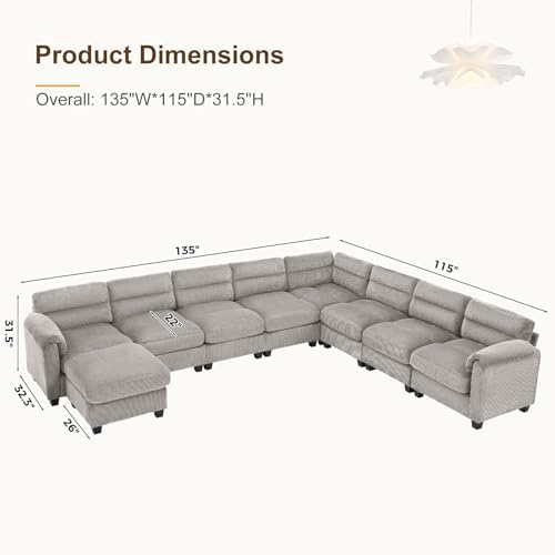 HAOMARKETS 135” Modular Sectional L Shaped Corner Sofa - Image 2