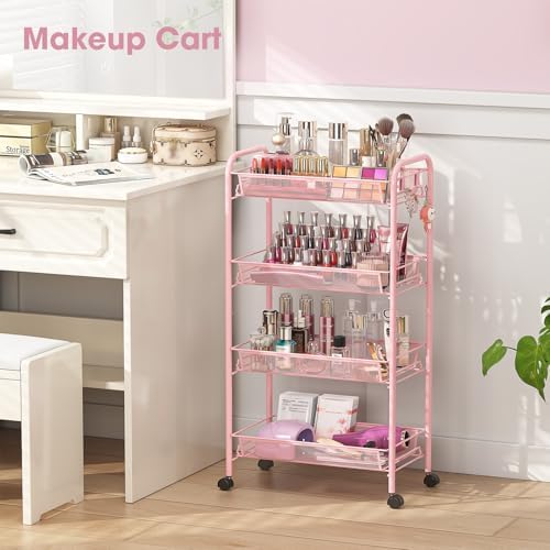 TOOLF 4 Tier Rolling Cart, Metal Utility Storage Cart - Image 2