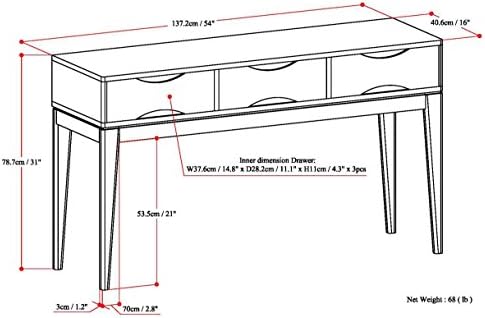 SIMPLIHOME Harper 54" Wide Solid Wood 3-Drawer Console Table in Black - Image 3