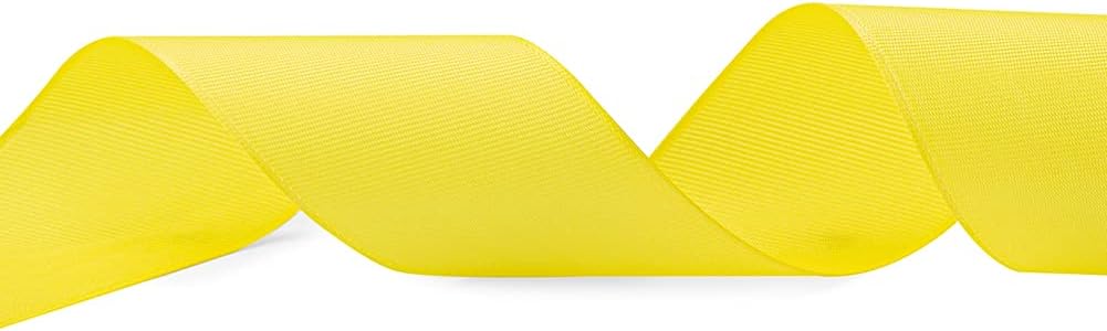 LIUYAXI 1" X 50 Yards Solid Yellow Grosgrain Ribbon, Perfect for Crafts, Wedding Decor, DIY Hair Accessories, Sewing, Gift Package Wrapping and More