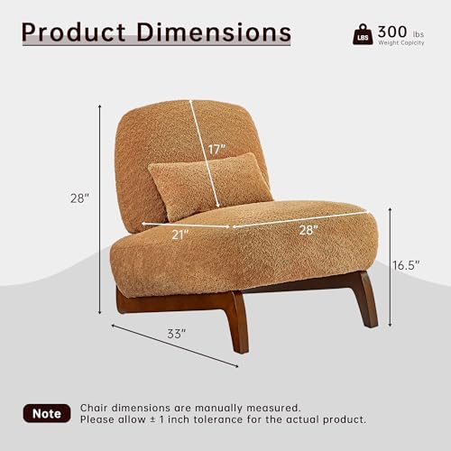 Morden Fort Boucle Chair, Upholstered Accent Chair&Wood Leg, Toffee Orange - Image 2