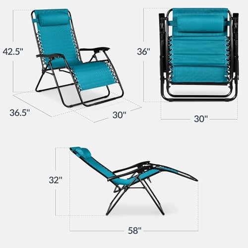 Best Choice Products Set of 2 Extra Wide Adjustable Steel Mesh Zero Gravity - Image 3
