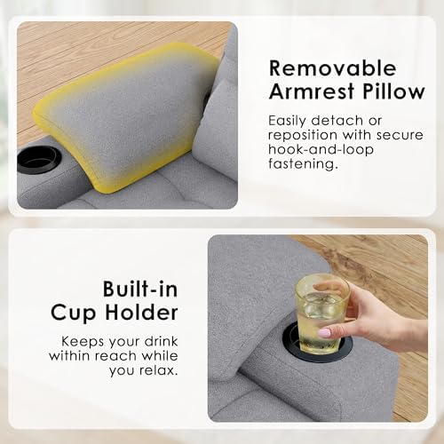 58'' Convertible Sofa Bed with USB Charger and Cup Holders, Teddy Fabric - Image 6