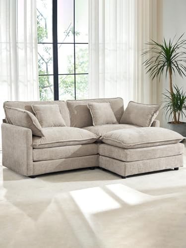 Loveseat Sofa Cloud Sofa Couch, 2 Seat Deep Seat L Shaped Couch by VEPXXP