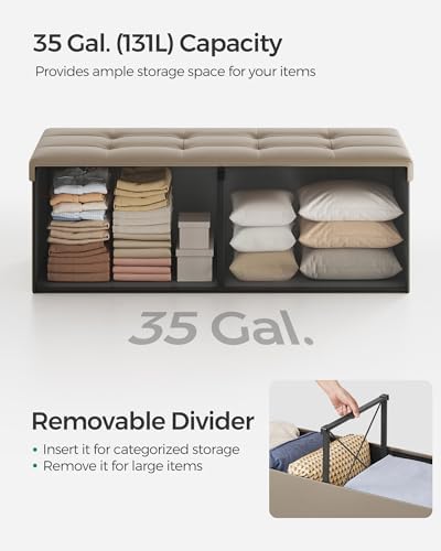 SONGMICS 43.3 Inches Folding Storage Ottoman Bench - Image 6